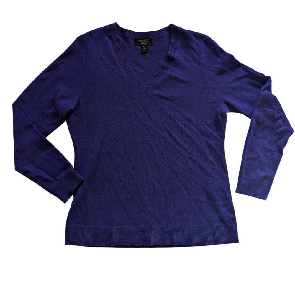 Charter Club Sweater Women M Purple Cashmere‎ Luxury V-Neck Long Sleeve